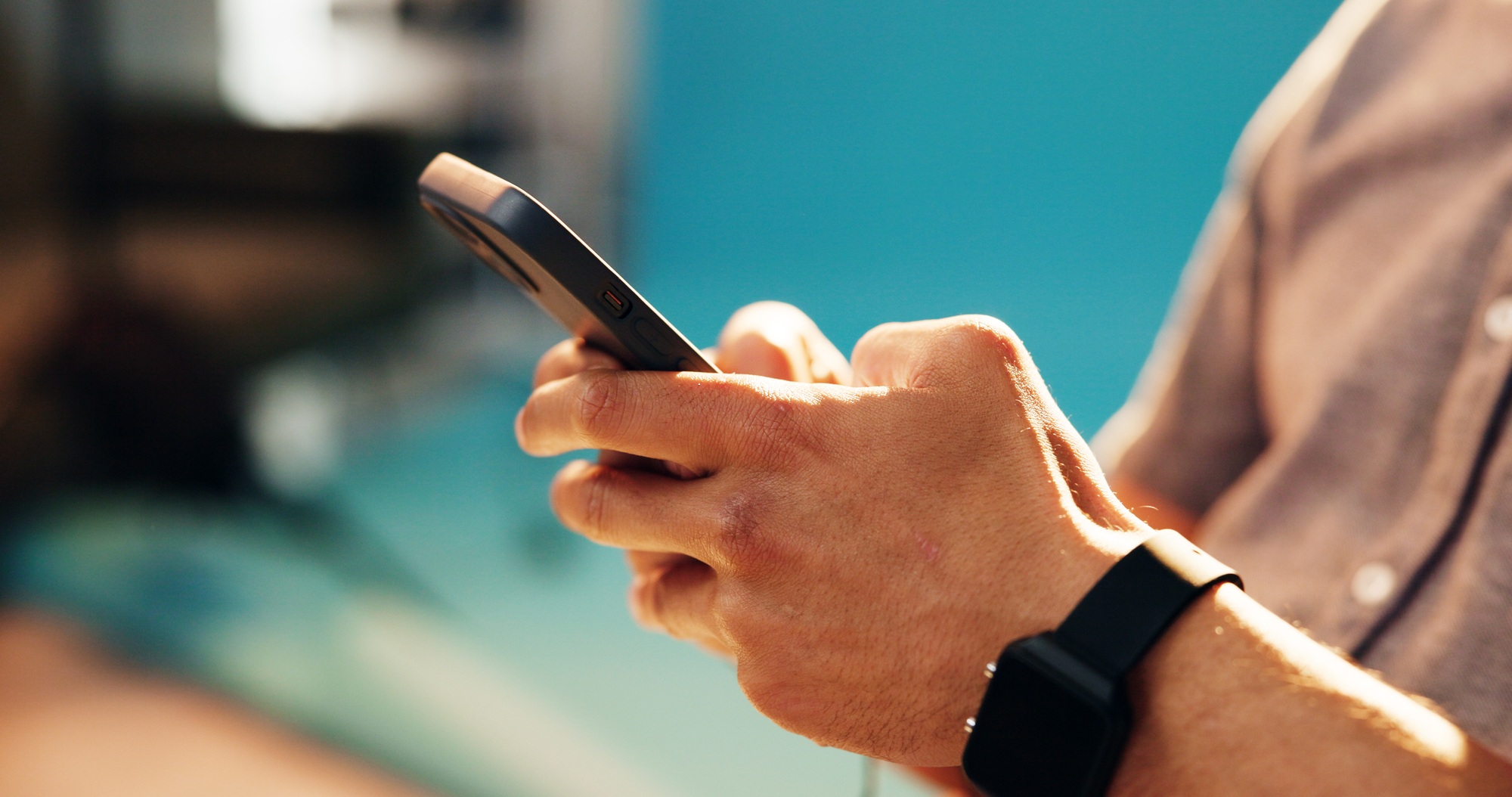 Phone, hands and person typing for communication, email or networking online on dating app. Technol